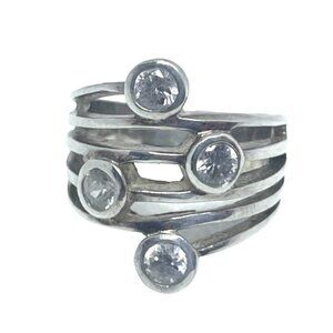 Premier Designs Inc. Cubic Zirconia Ridgeway Ring Silver Tone Size 6.5